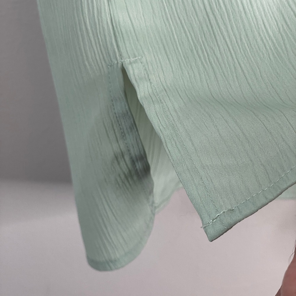 Vintage Minimalist Button Up Top Womens XLarge Sage Green Neutral Career Casual - Picture 8 of 15
